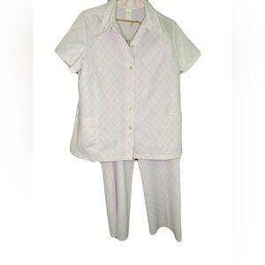 70s leisure set in white/pale lavender
